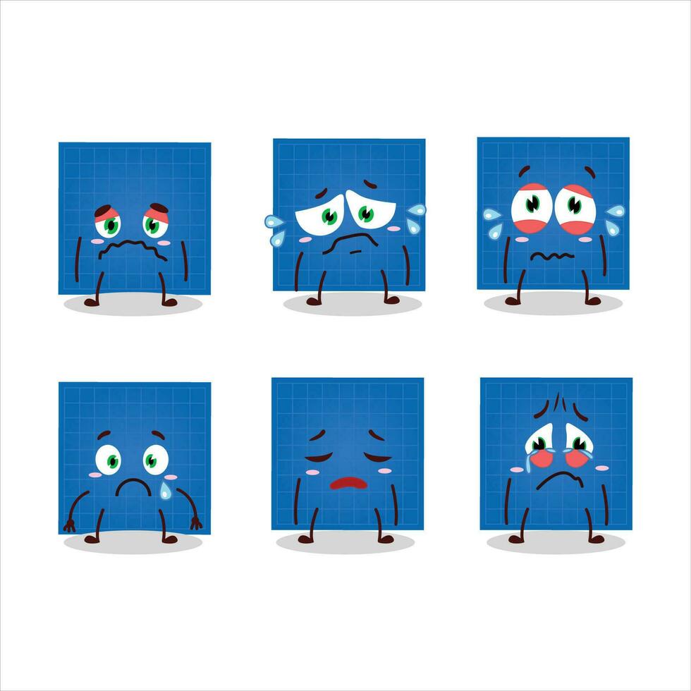 Blueprint paper cartoon character with sad expression vector