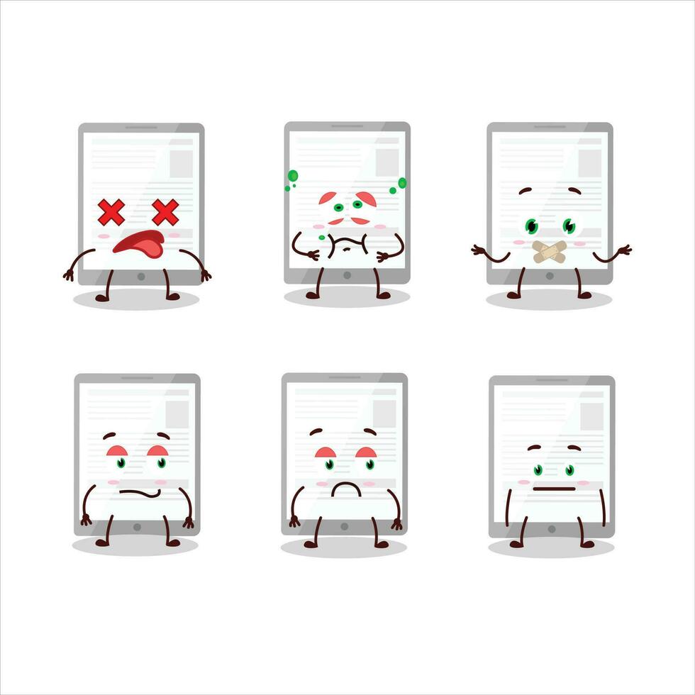 News in tablet cartoon character with nope expression vector