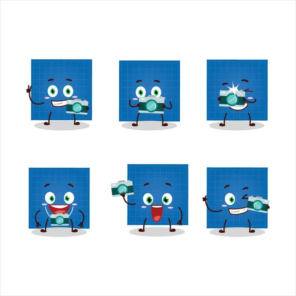 Photographer profession emoticon with blueprint paper cartoon character vector