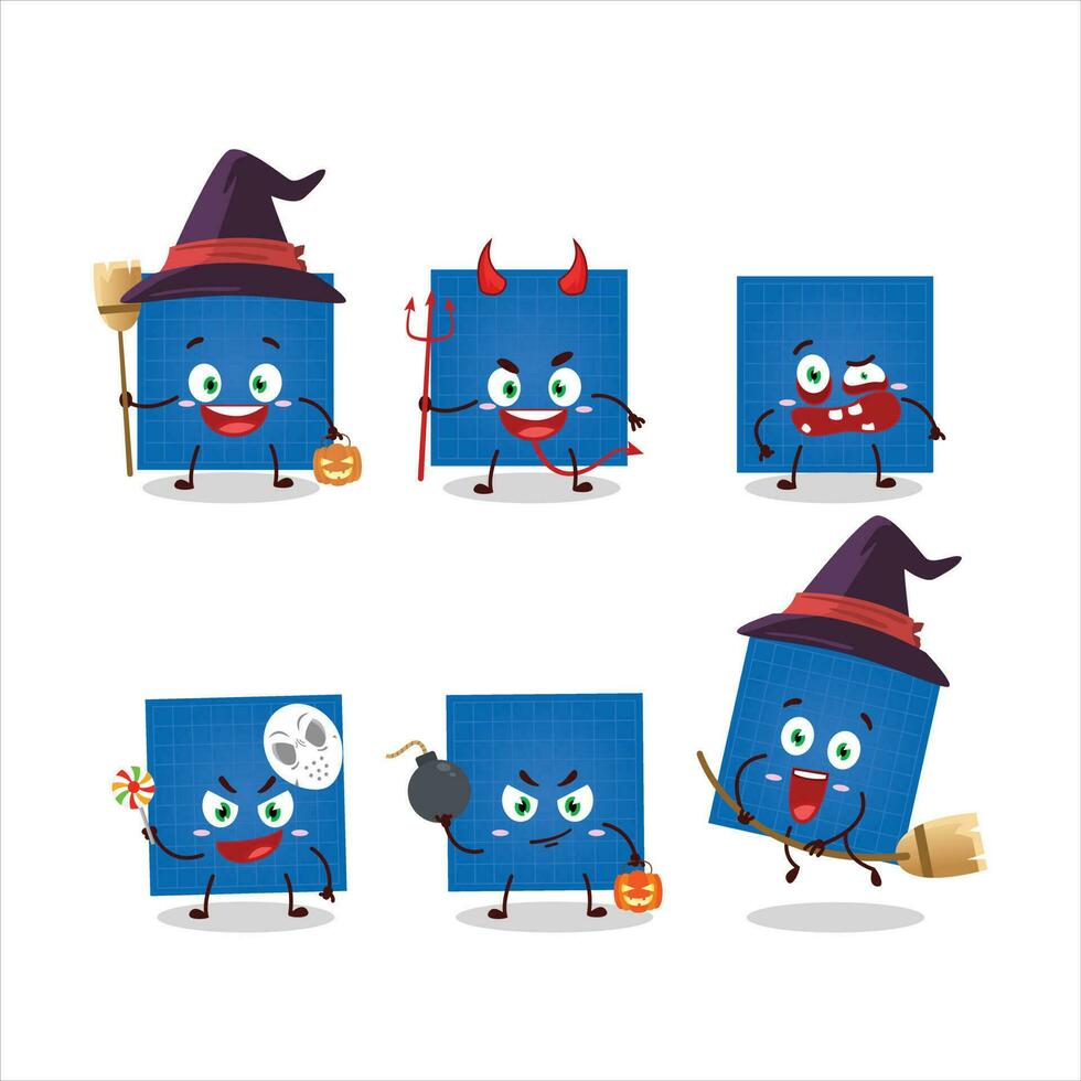 Halloween expression emoticons with cartoon character of blueprint paper vector