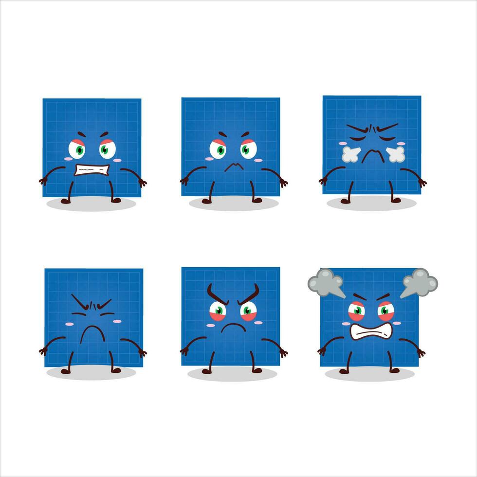 Blueprint paper cartoon character with various angry expressions vector