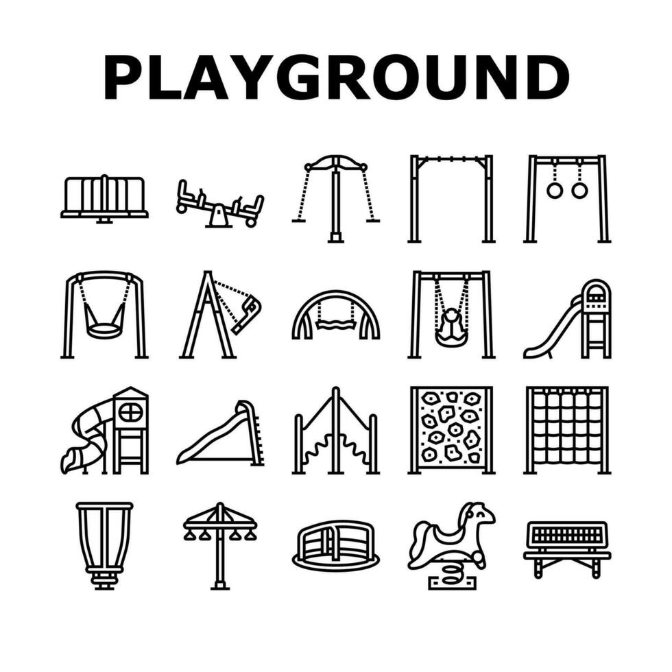 playground park outdoor play icons set vector