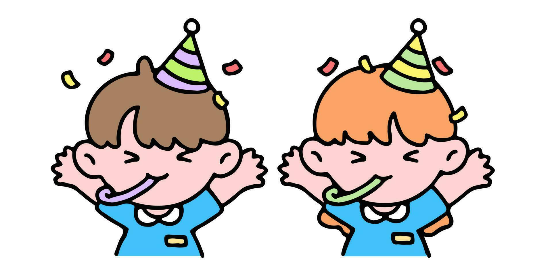 A little cute boy and girl  partying, isolated on a background vector illustration.