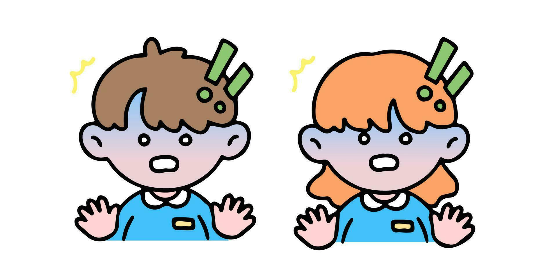 A little cute boy and girl showing shock, isolated on a background vector illustration.