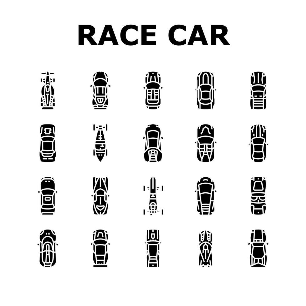 race car speed sport vehicle icons set vector