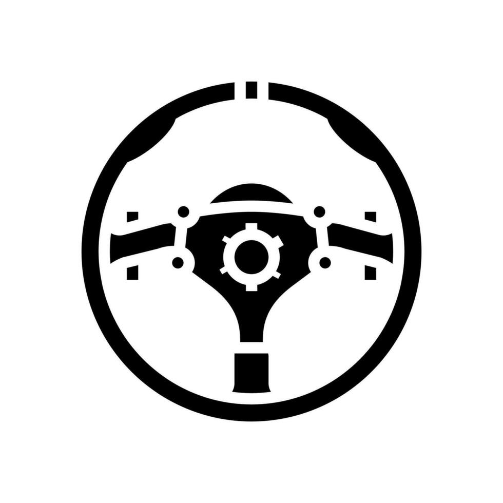 steering wheel vehicle auto glyph icon vector illustration