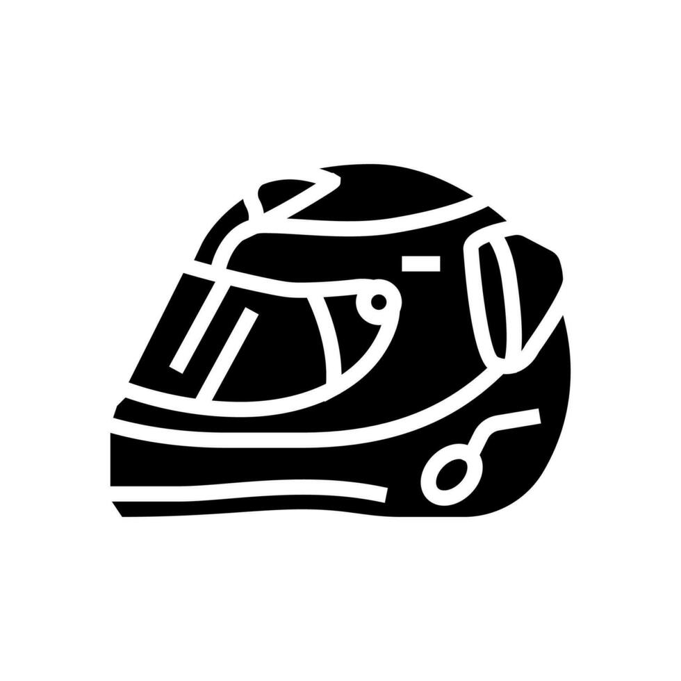 deporte casco vehículo auto glifo icono vector ilustración
