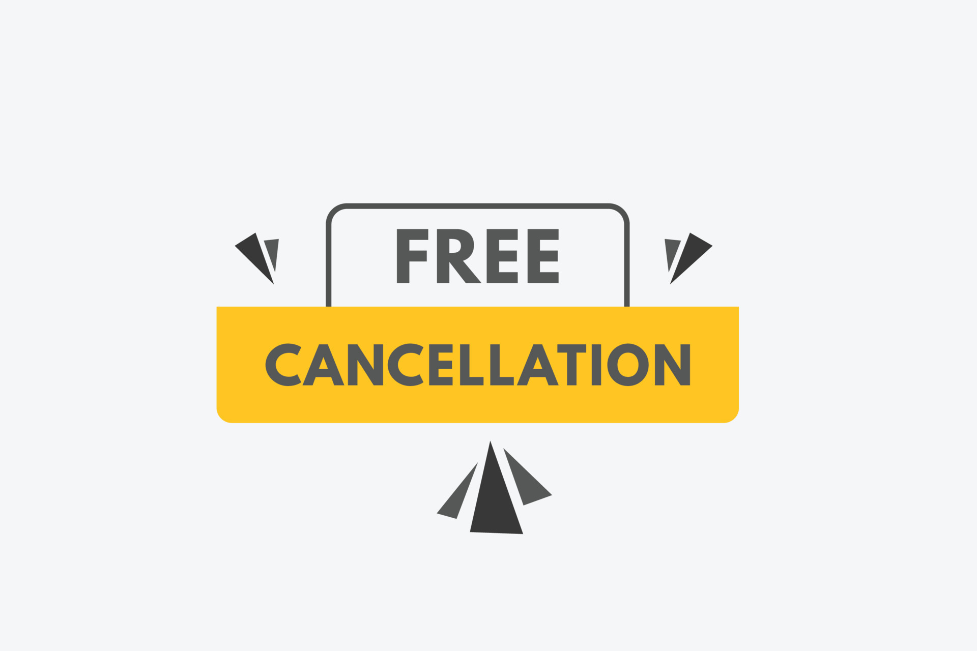 Free cancellation text Button. Free cancellation Sign Icon Label