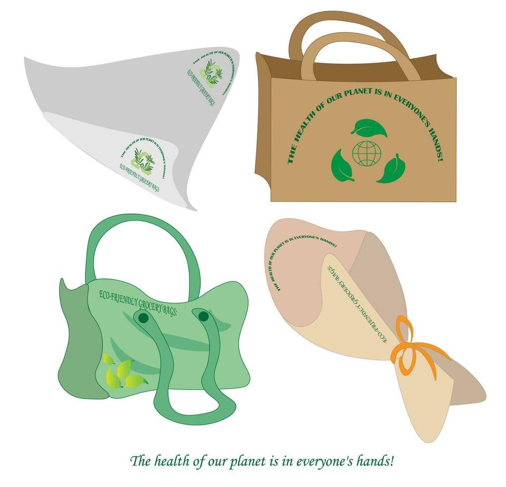 Eco bag packaging Ecology ,Eco package, Modern flat vector concept illustration of a paper bag ecological lifestyle.