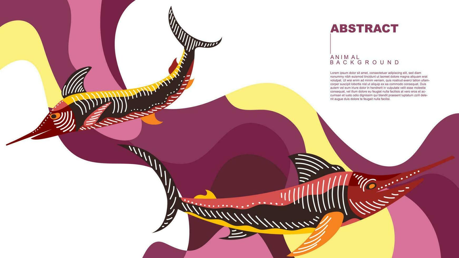 vector abstract two marlins fish on a violet background, exotic colorful background