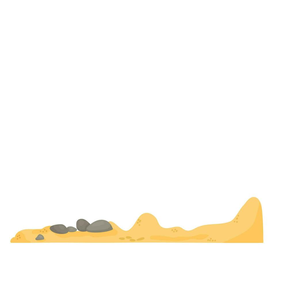 Sand surface with stones. Cartoon hand drawn element. vector