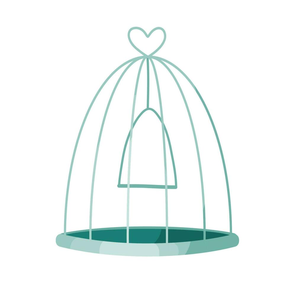 Empty bird cage. Isolated vector illustration.