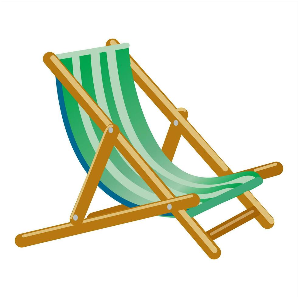 3d realistic vector holiday sunbathing beach icon, wooden deck chairs. Relax in summer. Isolated on white background illustration.