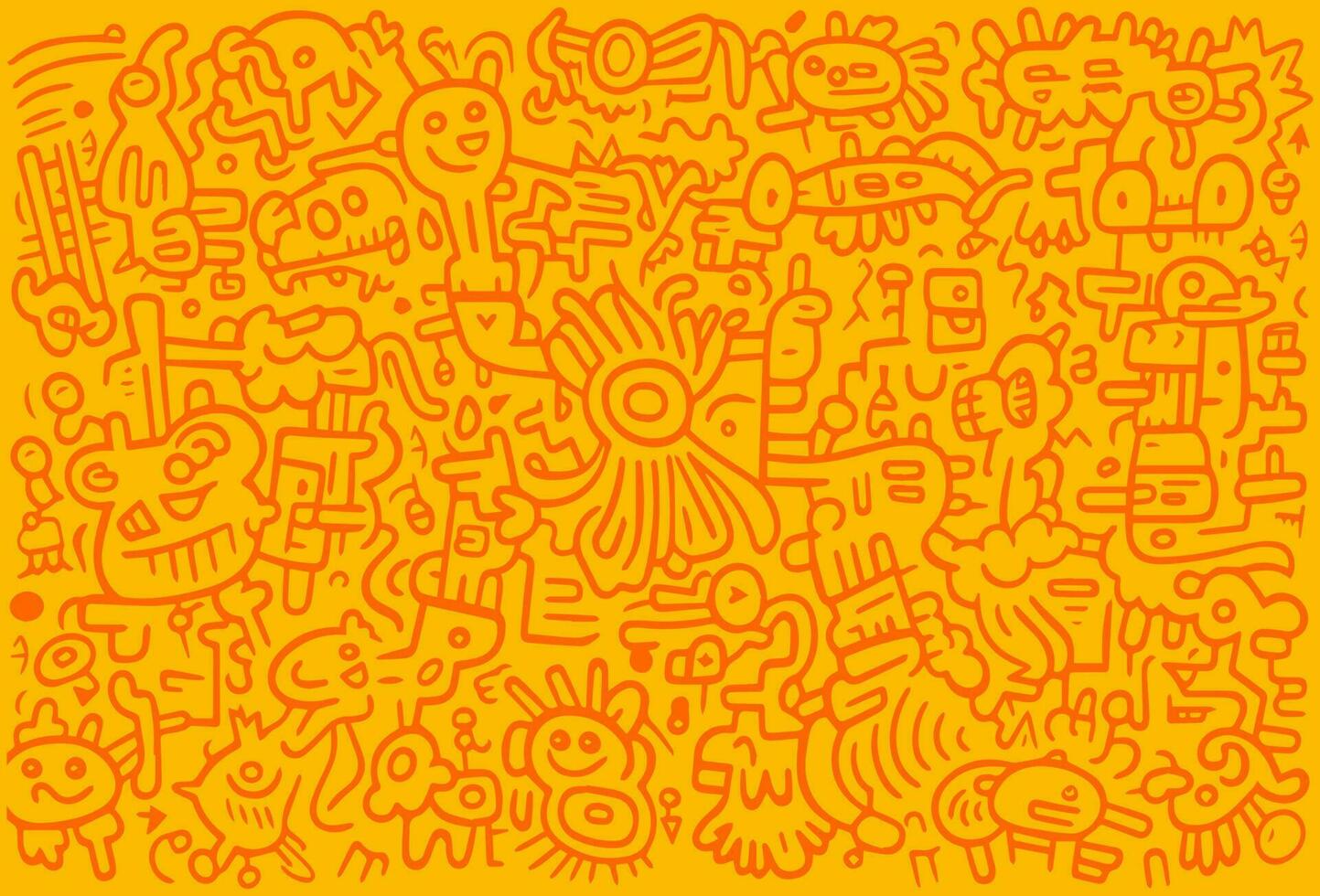 hand drawn doodle art,abstract monster doodle art vector