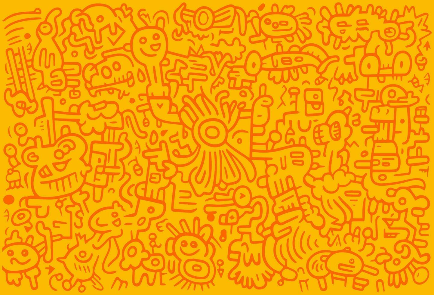 hand drawn doodle art,abstract monster doodle art vector