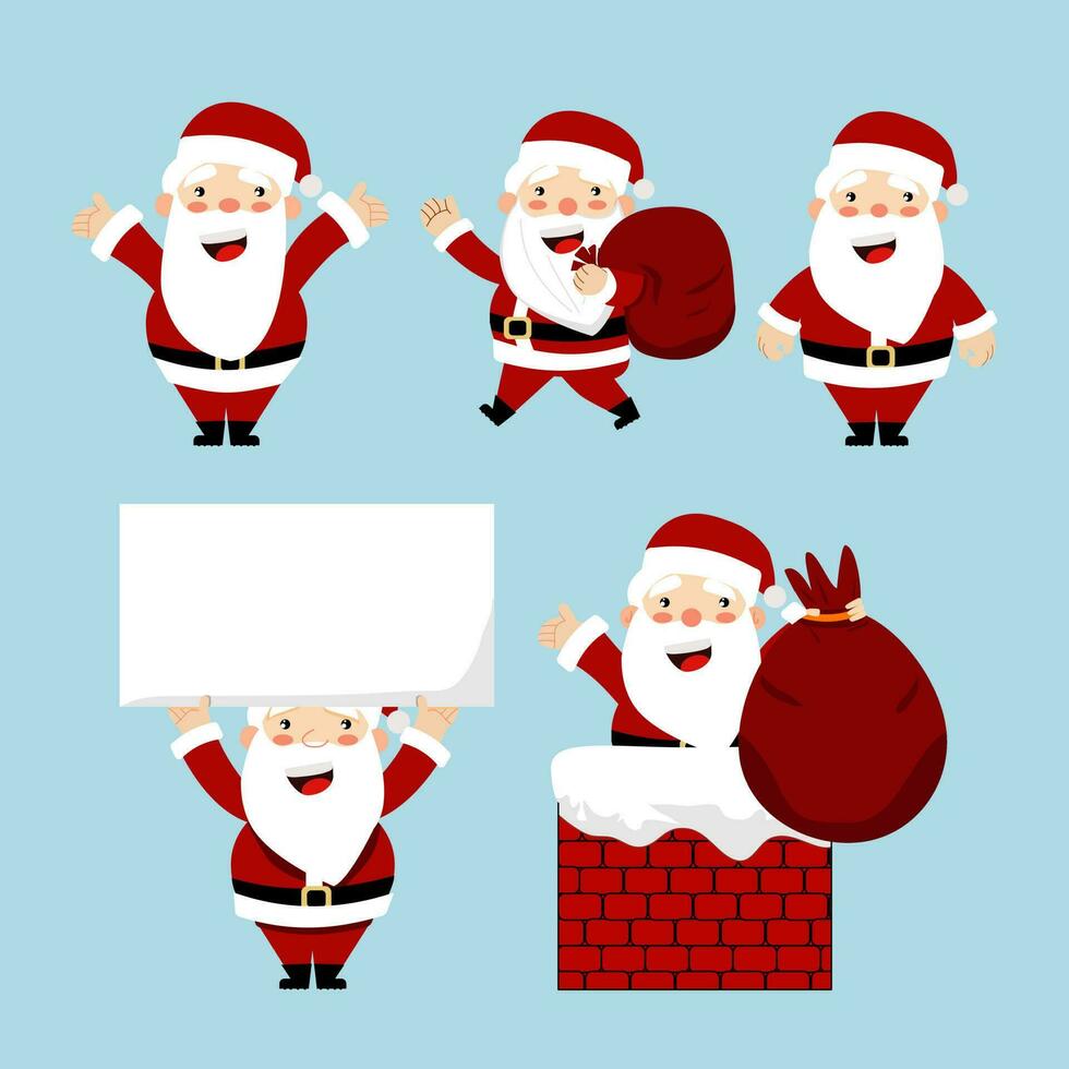 Set of santa claus and christmas icons concept. vector