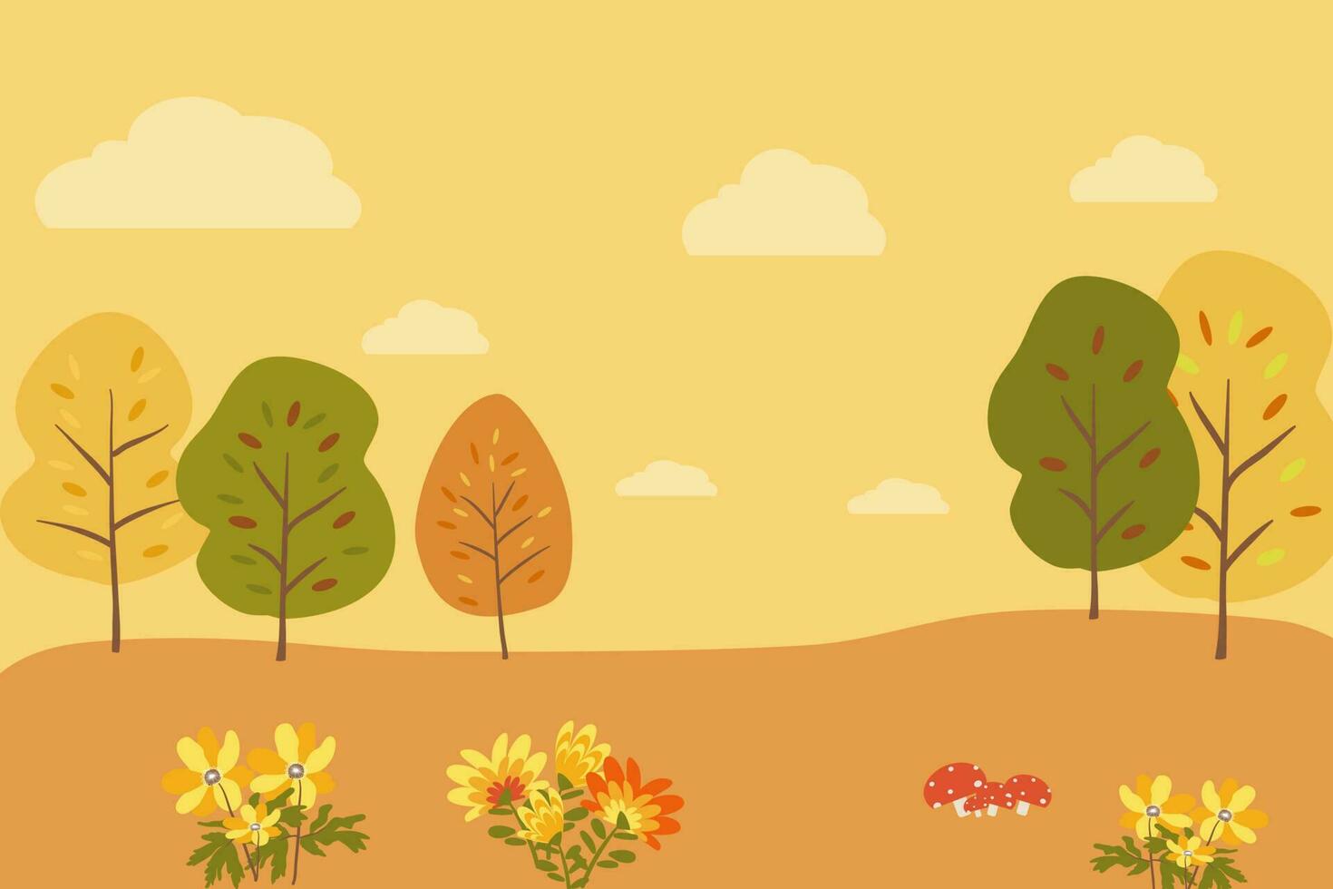 Autumn trees with warm tone background vector