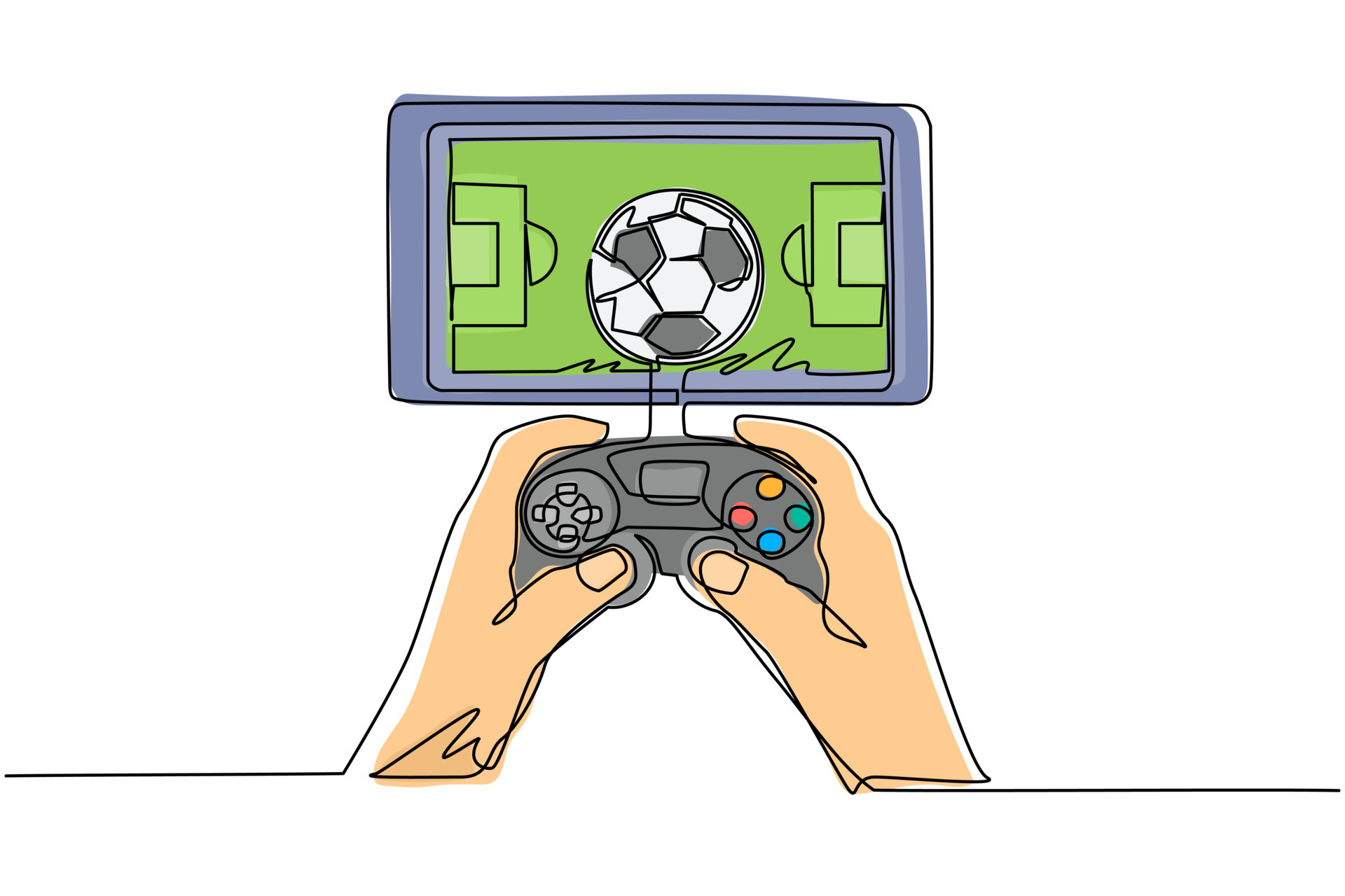 Single continuous line drawing smartphone connected with gamepad and playing  football games. Online football games. Smartphone applications. Mobile  football. One line draw design vector illustration 23863599 Vector Art at  Vecteezy