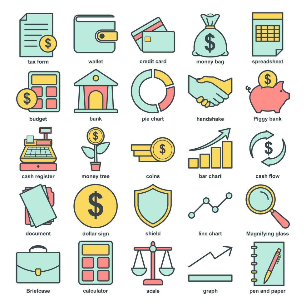 business finance set icon symbol template for graphic and web design collection logo vector illustration