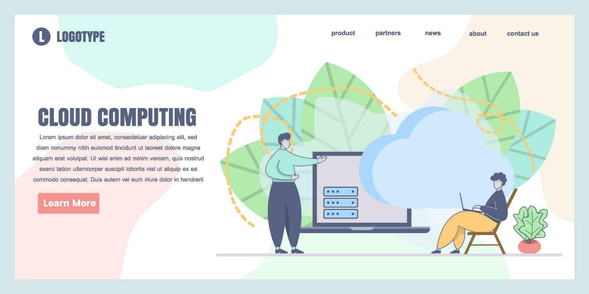 Landing page design templates for cloud computing concept illustration, perfect for web design, banner, mobile app, landing page, Flat Vector illustration