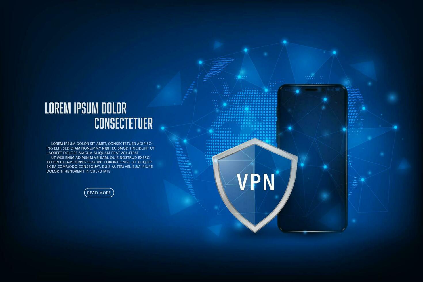 Vector VPN connection concept. Mobile security internet connection, VPN network application.