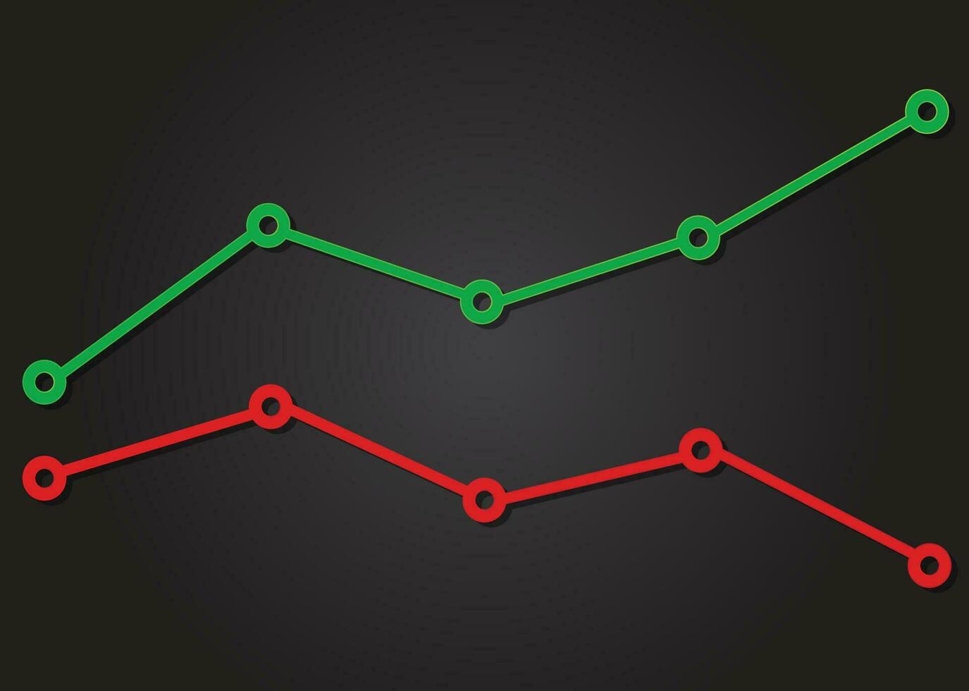 Line chart with points. Positive and negative index. Business concept ...
