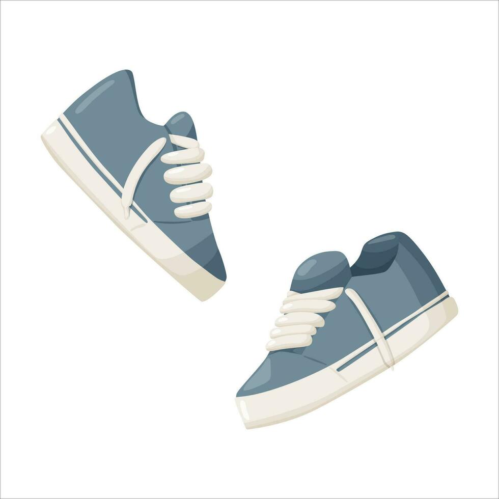 Blue sneakers. Sport shoes for training, running. vector