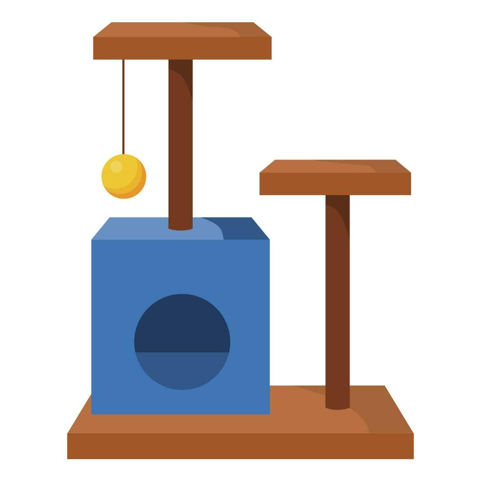 A cat's scratching post with a house. vector isolated illustration.