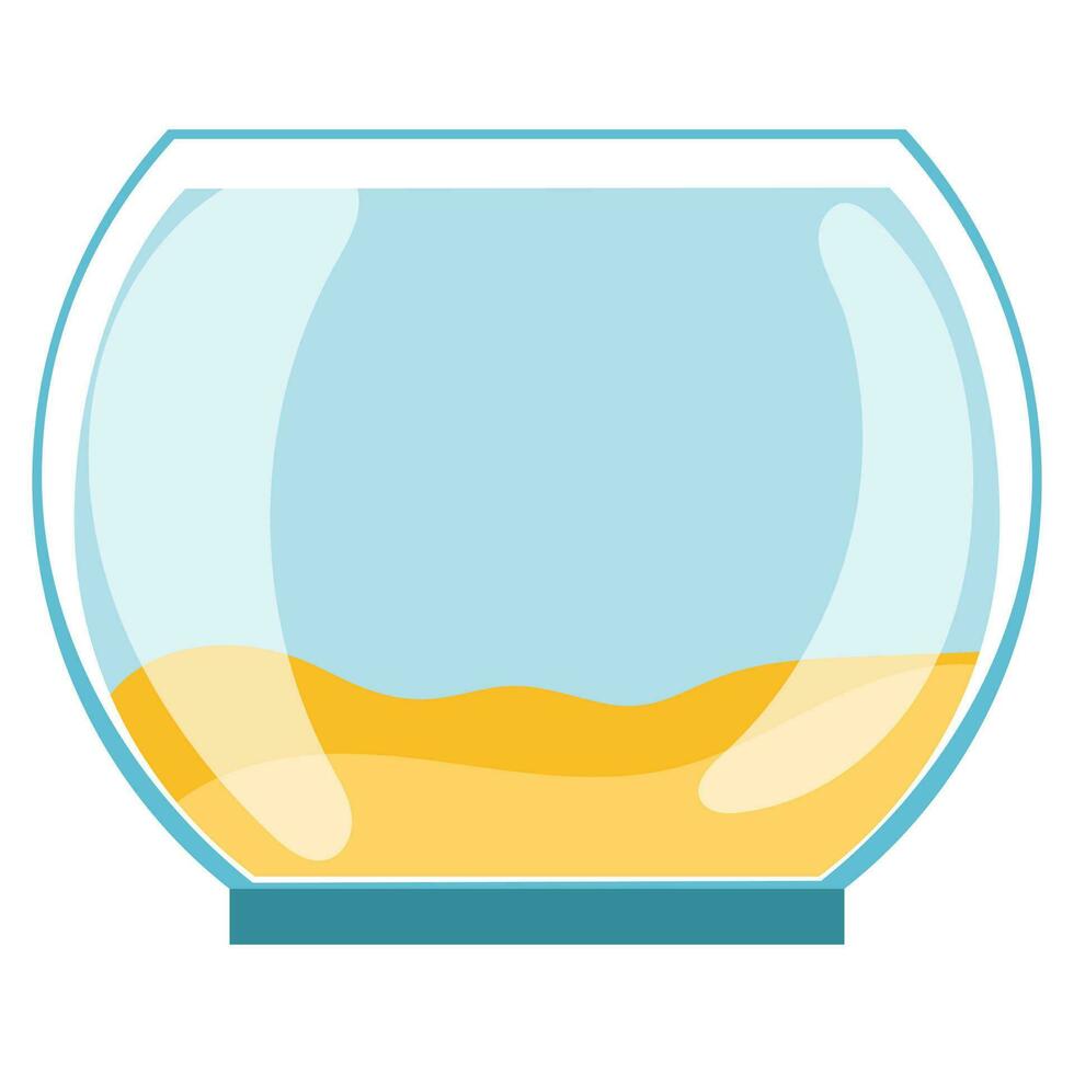 Empty bowl-shaped aquarium, round aquarium. Vector illustration.