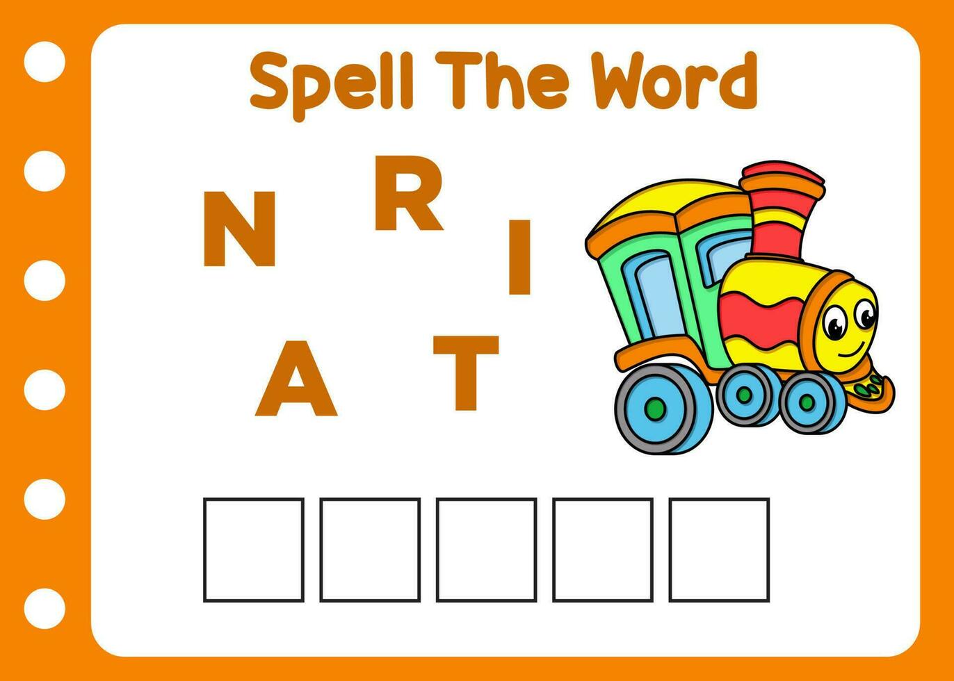 spell the word of cute train. cartoon train vector