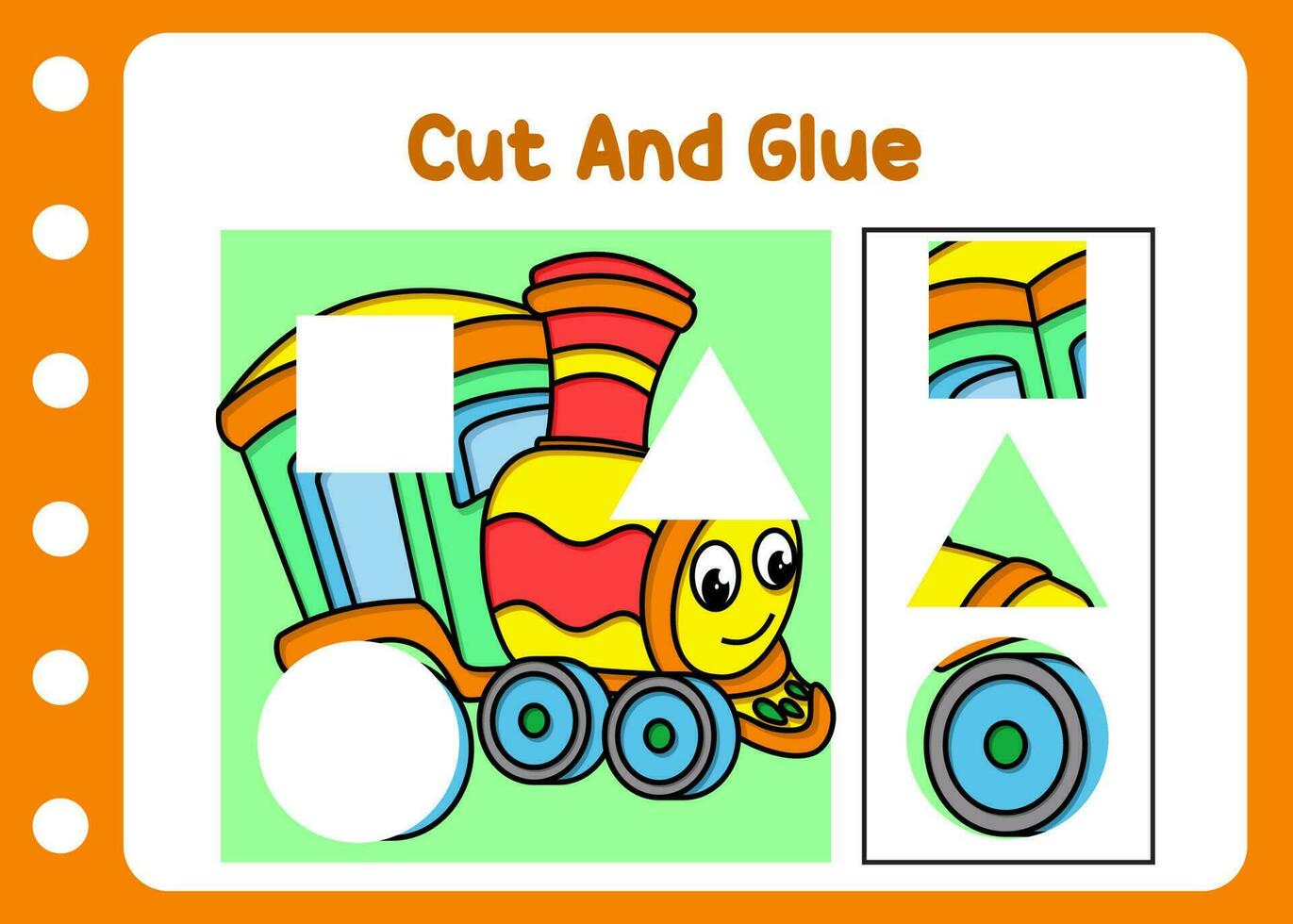 cut and glue train. kids play fun vector