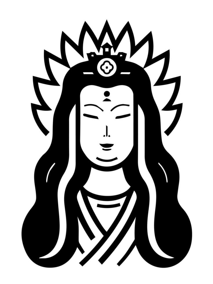 vector icono de Guanyin bodhisattva asiático deidad