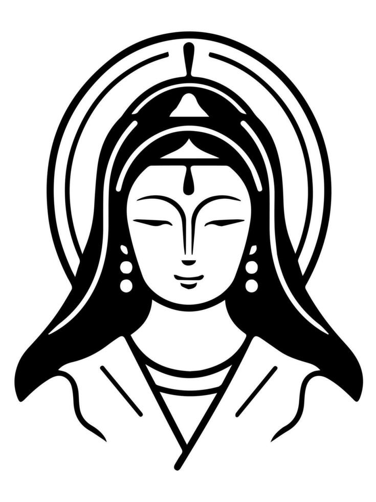 Vector icon of Guanyin bodhisattva Asian deity
