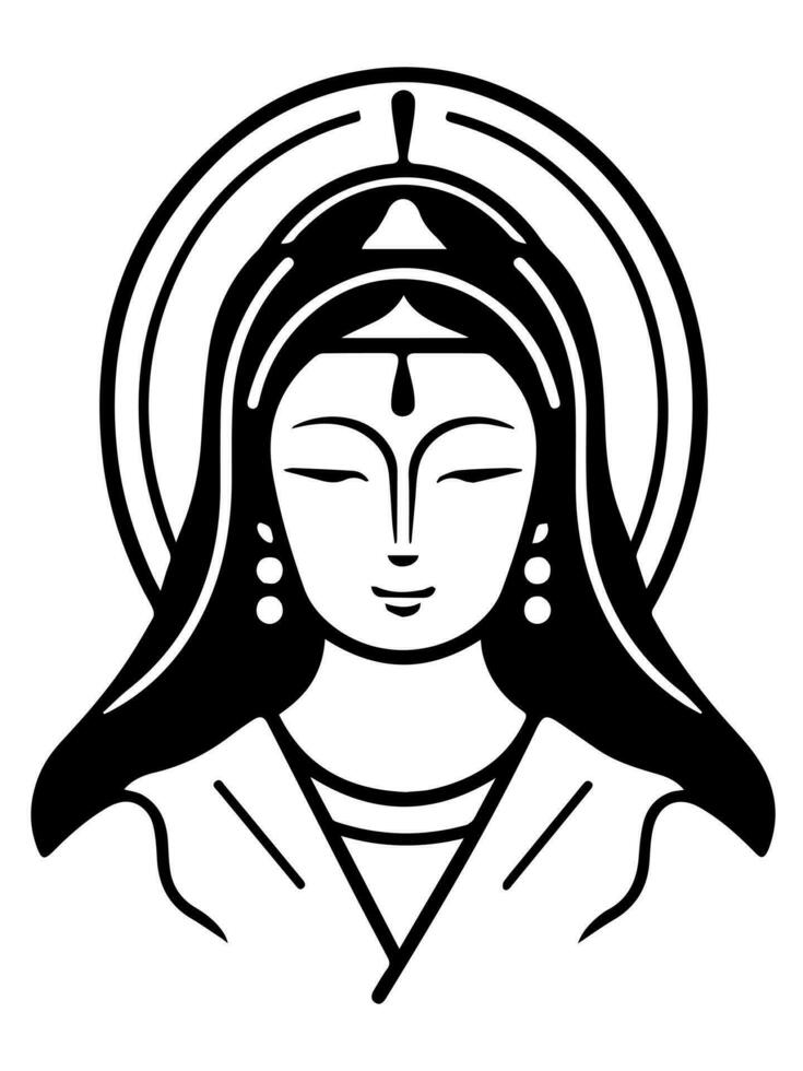 vector icono de Guanyin bodhisattva asiático deidad