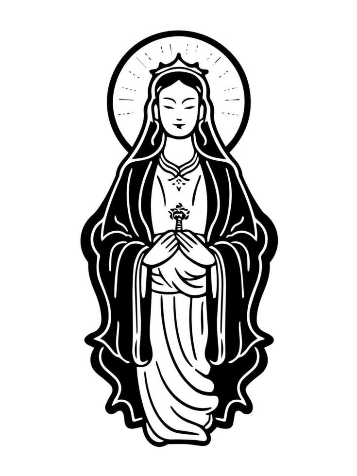 Vector icon of Guanyin bodhisattva Asian deity