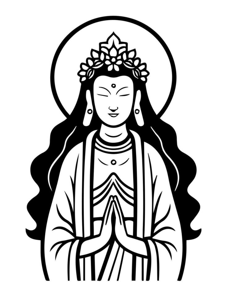 Vector icon of Guanyin bodhisattva Asian deity
