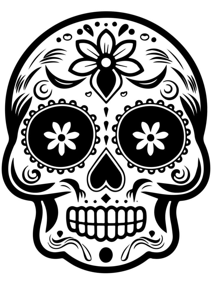 Hispanic heritage sugar skull marigold Festive dia de los muertos vector icon