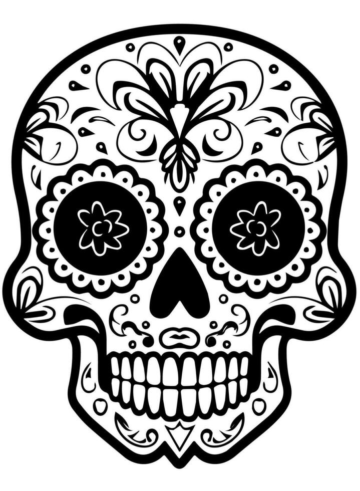 Hispanic heritage sugar skull marigold Festive dia de los muertos vector icon