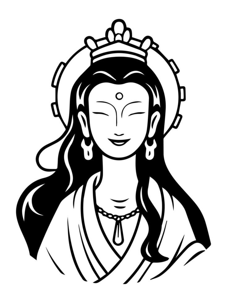 Vector icon of Guanyin bodhisattva Asian deity