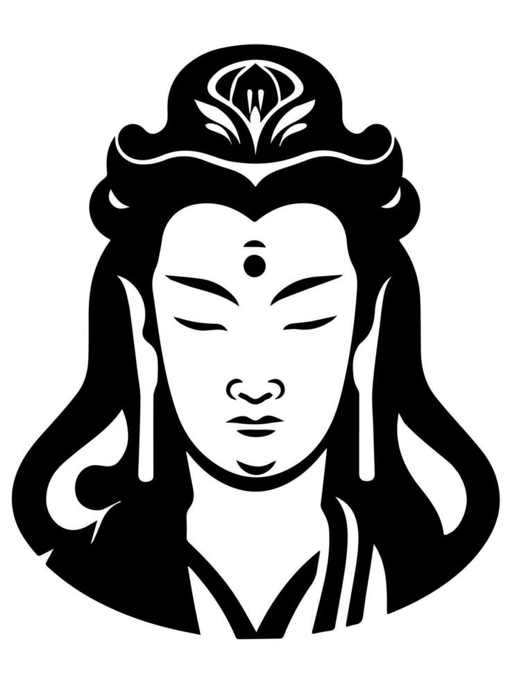 Vector icon of Guanyin bodhisattva Asian deity