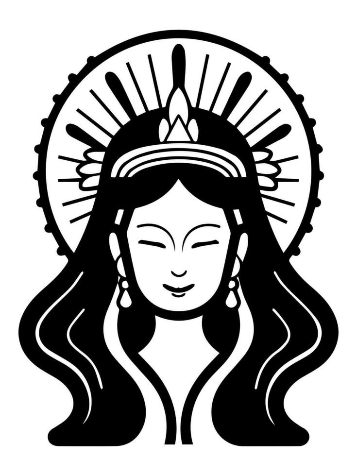 Vector icon of Guanyin bodhisattva Asian deity