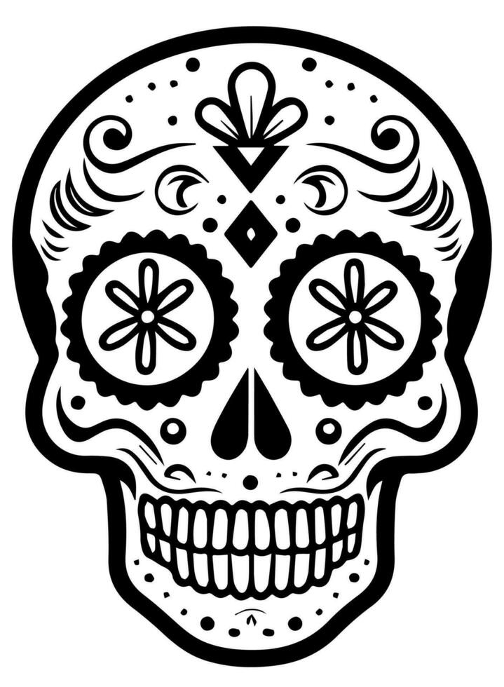 Hispanic heritage sugar skull marigold Festive dia de los muertos vector icon