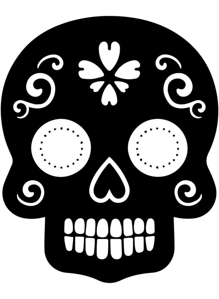 Hispanic heritage sugar skull marigold Festive dia de los muertos vector icon