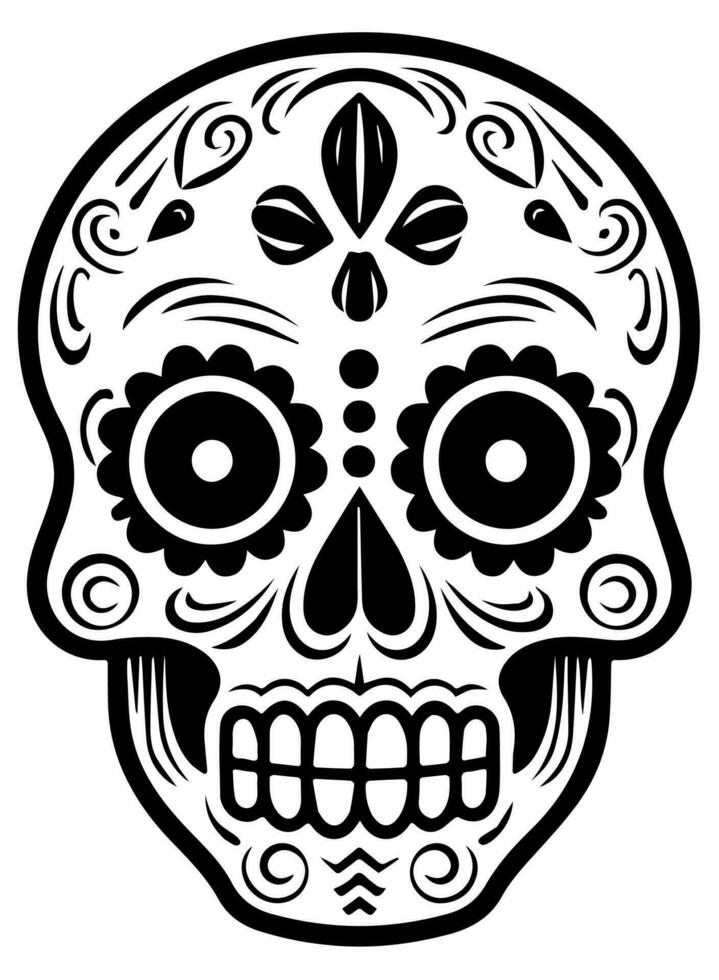 Hispanic heritage sugar skull marigold Festive dia de los muertos vector icon