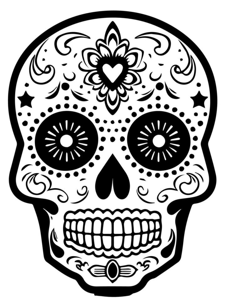 Hispanic heritage sugar skull marigold Festive dia de los muertos vector icon