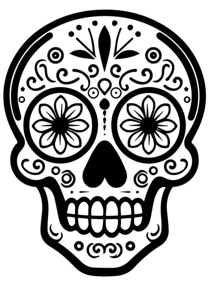 Hispanic heritage sugar skull marigold Festive dia de los muertos vector icon