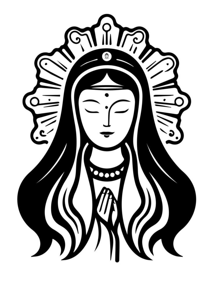 vector icono de Guanyin bodhisattva asiático deidad