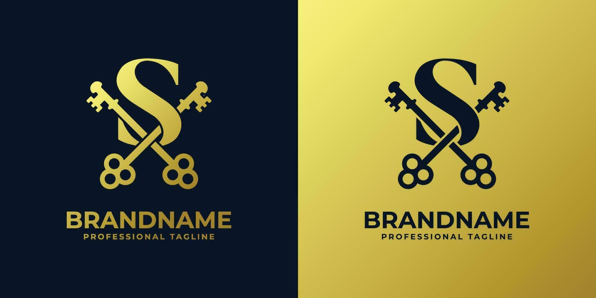 Letter S With Double Key Logo, suitable for any business related to key with S initial. vector