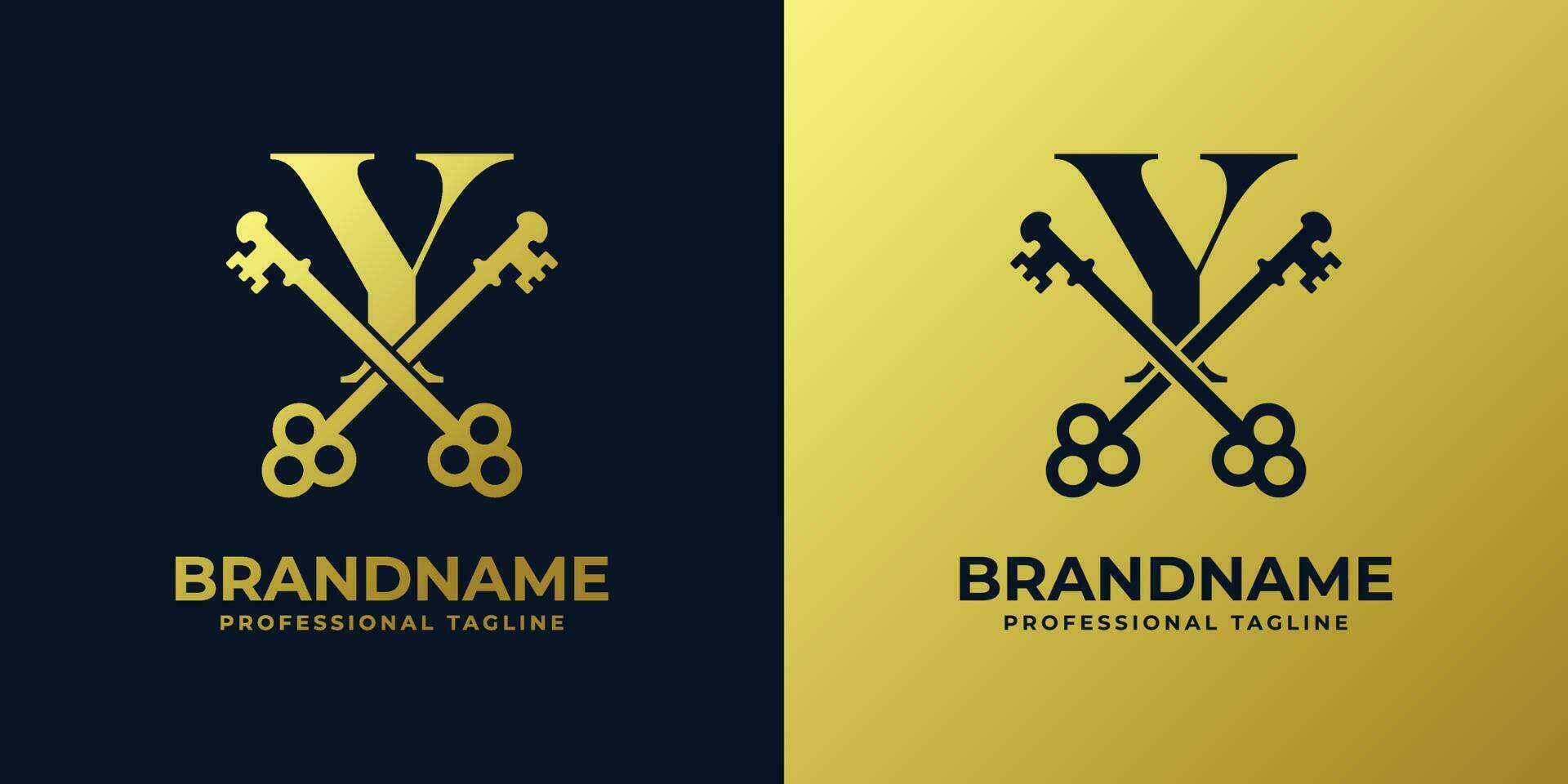 Letter Y With Double Key Logo, suitable for any business related to key with Y initial. vector