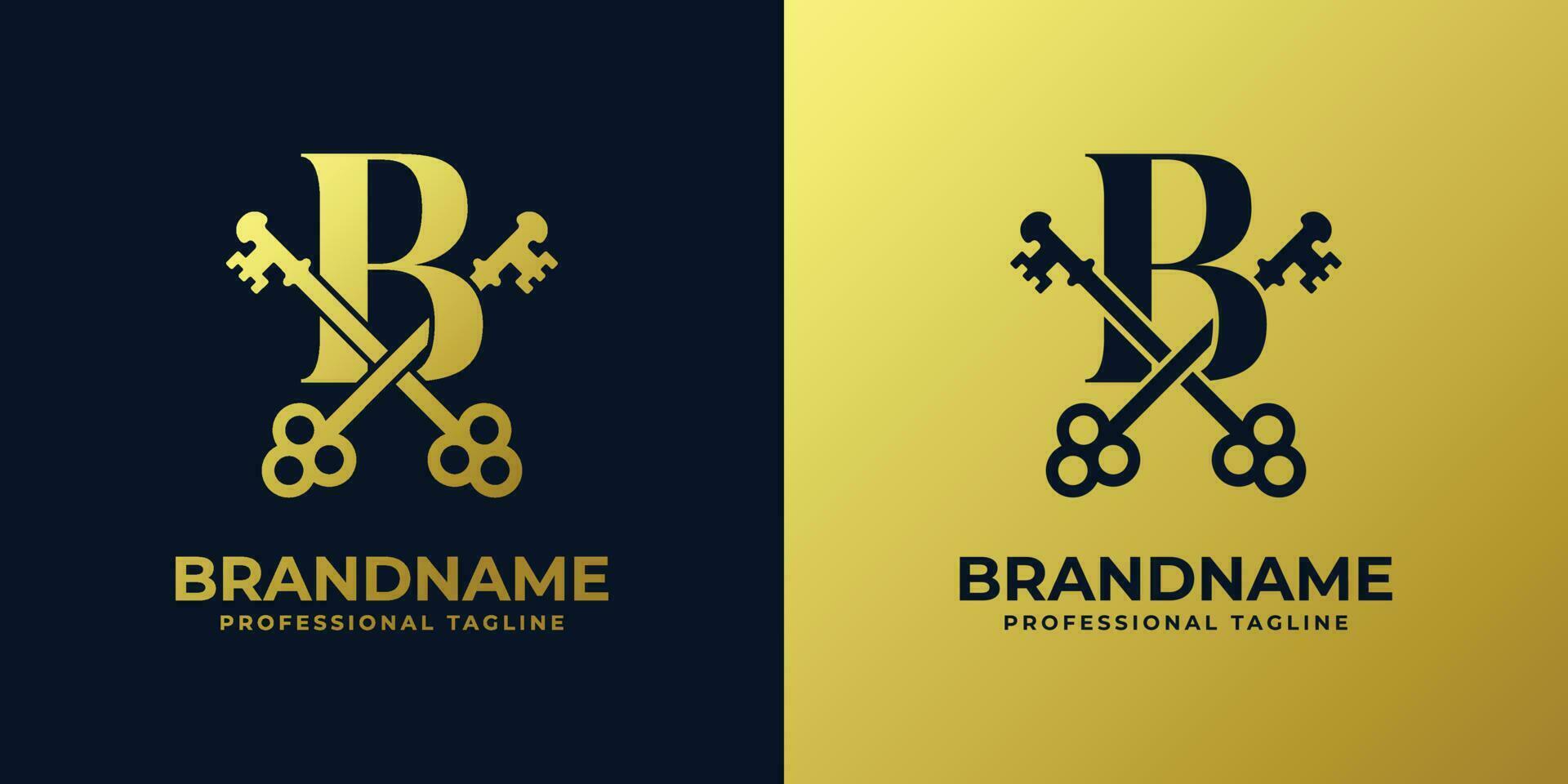 Letter B With Double Key Logo, suitable for any business related to key with B initial. vector